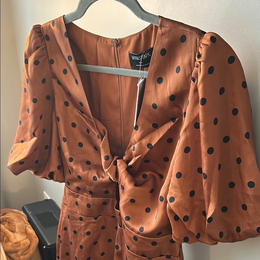 MINKPINK Elegant Rust Polka Dot Jumpsuit - Picture 5 of 5